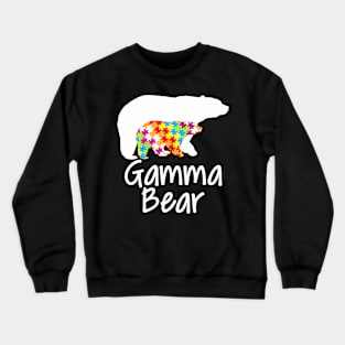 Gamma Autism Awareness Bear Rainbow Puzzle Ribbon Day Crewneck Sweatshirt